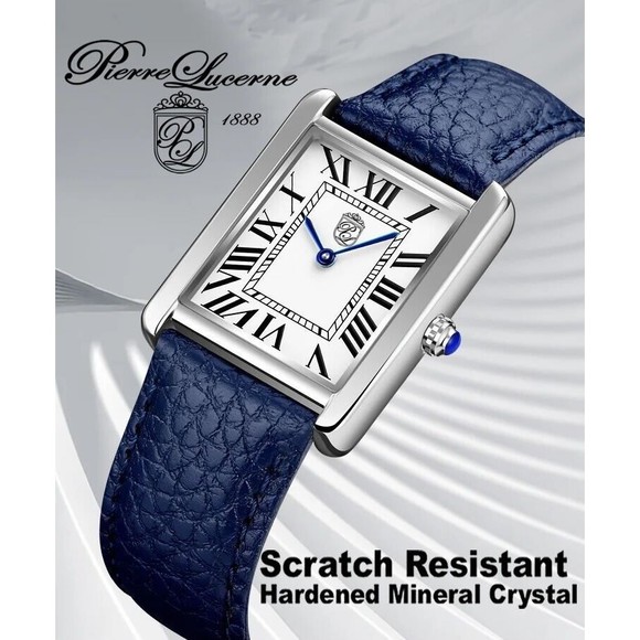 Pierre Lucerne 1888 Must Tank Style Swiss Inspired Classic Mens Watch Bl… - Picture 3 of 16